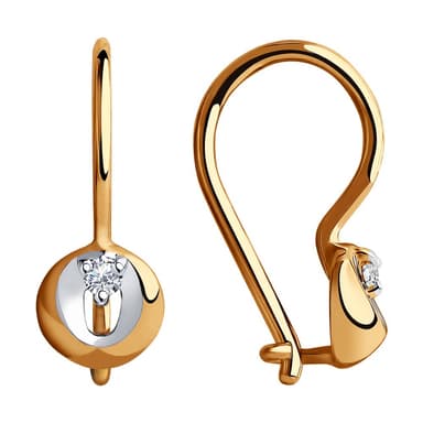 Серьги из золота 585 с фианитами