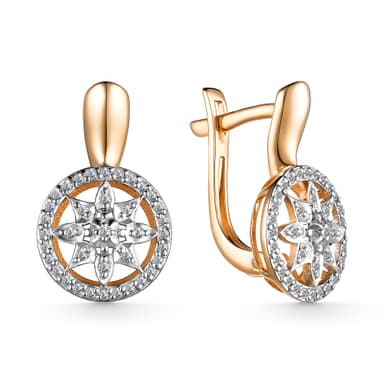 Серьги из золота 585 с бриллиантом