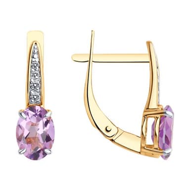 Серьги из золота 585 с аметистом