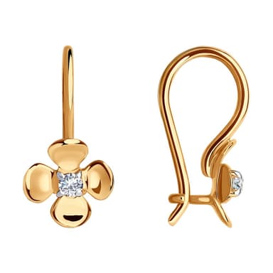 Серьги из золота 585 с фианитами