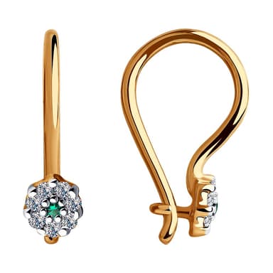 Серьги из золота 585 с фианитами