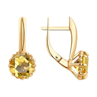 Серьги из золота 585 с цитринами