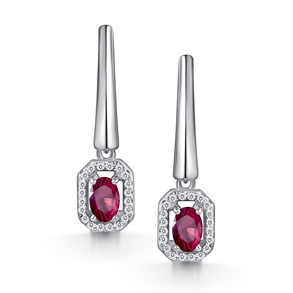 Серьги из серебра 925 с рубинами