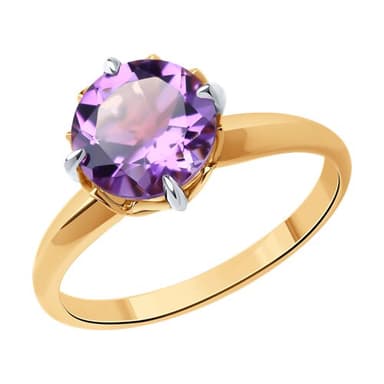 Кольцо из золота 585 с аметистами