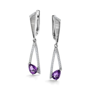 Серьги из серебра 925 с аметистами