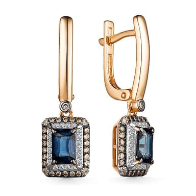 Серьги из золота 585 с сапфиром