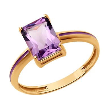 Кольцо из Золота 585 с аметистами