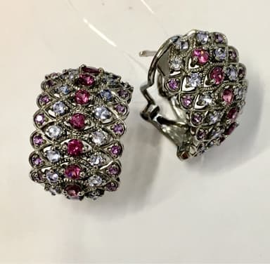 Серьги из серебра 925 с родолитом