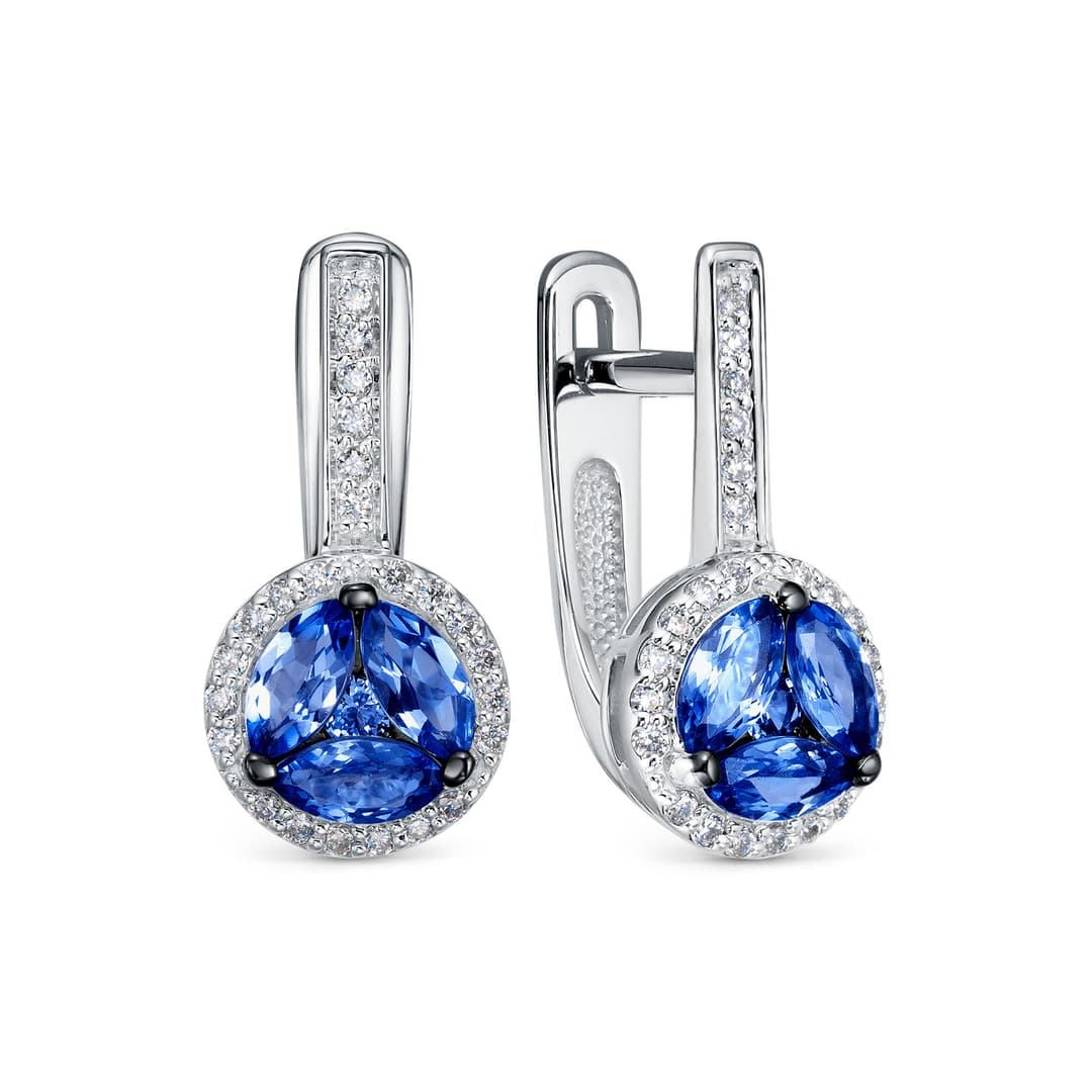 Серьги из золота 585 с  сапфиром