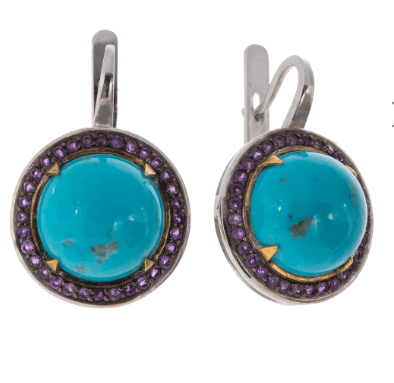 Серьги из серебра 925 с  бирюзой