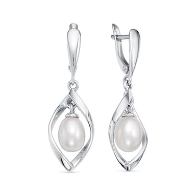Серьги из серебра 925 с жемчугом