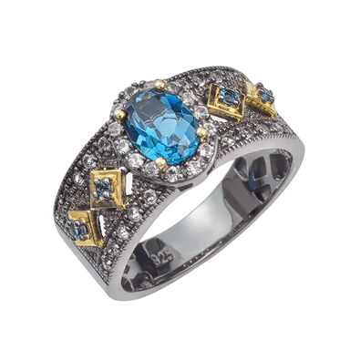 Кольцо из серебра 925 с топазами