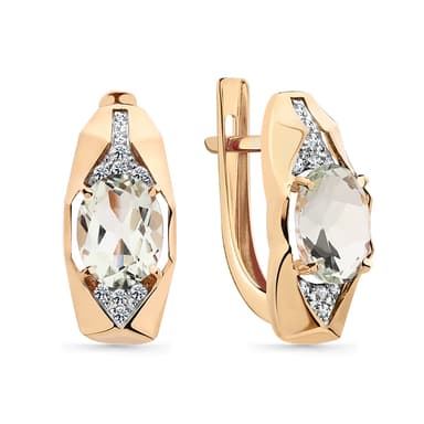 Серьги из золота 585 с празиолитами