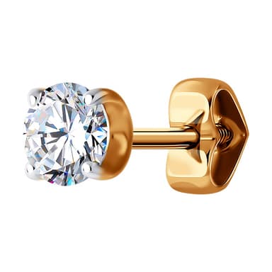 Серьга из золота 585 с фианит