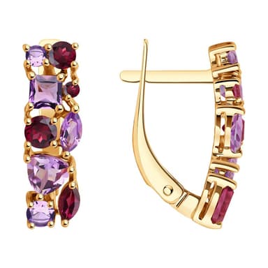 Серьги из золота 585 с миксом камней