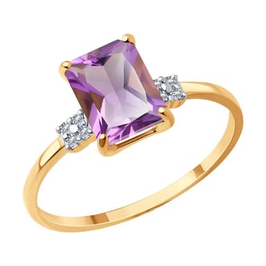 Кольцо из Золота 585 с аметистами