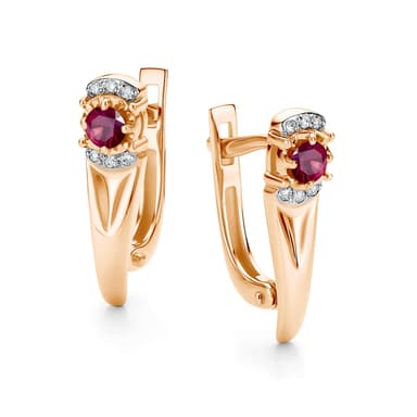 Серьги из золота 585 с рубинами