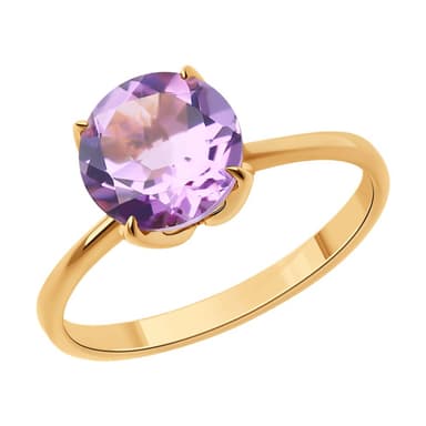 Кольцо из Золота 585 с аметистами