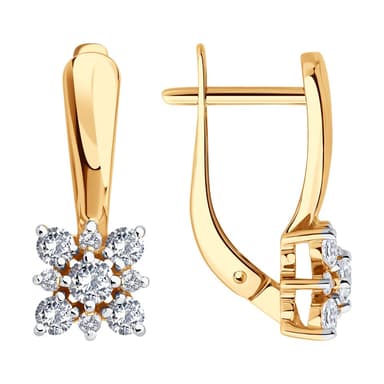 Серьги из золота 585 с фианитами