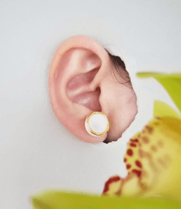 Серьги из стали с фарфором