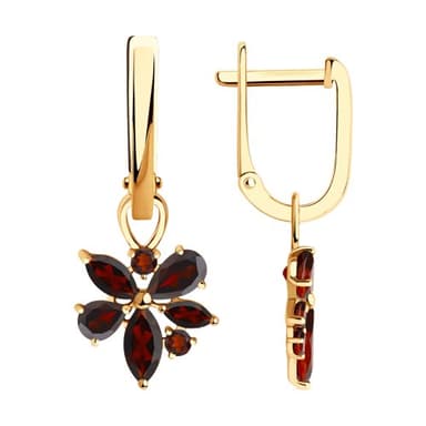Серьги из золота 585 с гранатами