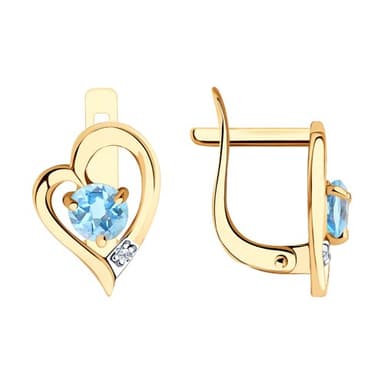 Серьги из золота 585 с топазами