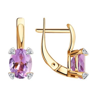 Серьги из золота 585 с аметистом