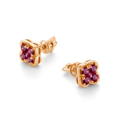 Серьги из золота 585 с рубинами