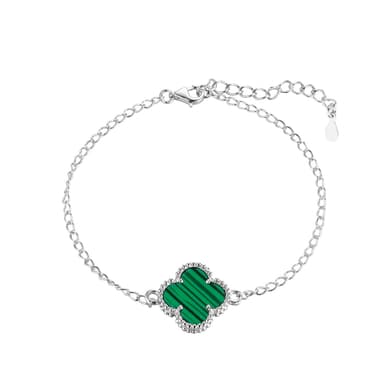 Браслет декоративный из серебра 925 с малахитами