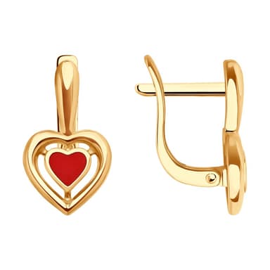 Серьги детские из золота 585 с эмалью