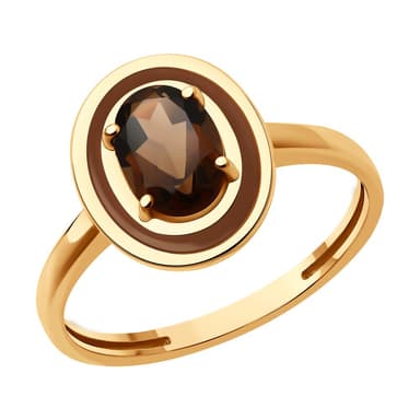 Кольцо из Золота 585 с раух-топазами