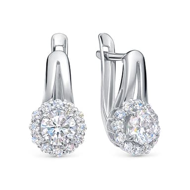 Серьги из серебра 925 с фианитами