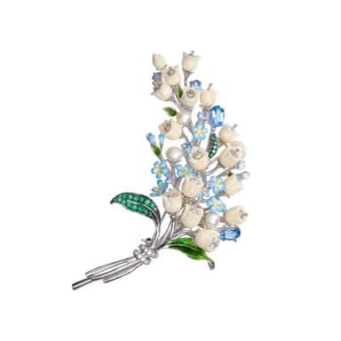 Брошь из серебра 925 с кораллом синтетическим