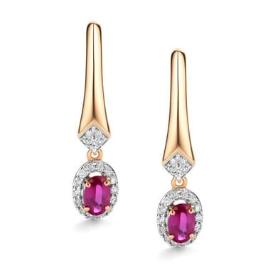 Серьги из золота 585 с рубинами