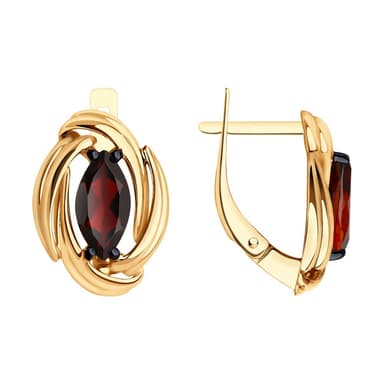 Серьги из Золота 585 с гранатами