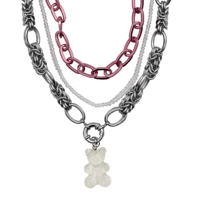 Колье из стали с ювелирным стеклом