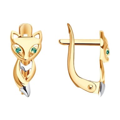 Серьги детские из золота 585 с фианитами
