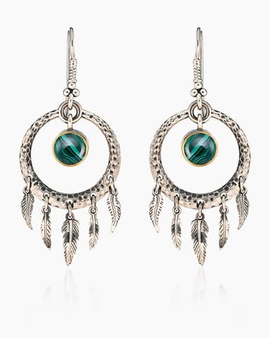 Серьги из серебра 925 с малахитами