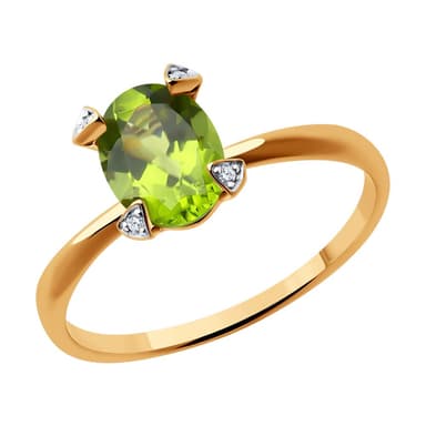 Кольцо из Золота 585 с хризолитами