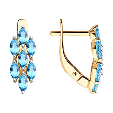 Серьги из золота 585 с топазами