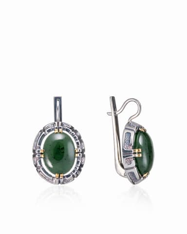 Серьги из серебра 925 с нефритом