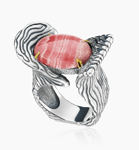 Кольцо из серебра 925 с родохрозитом