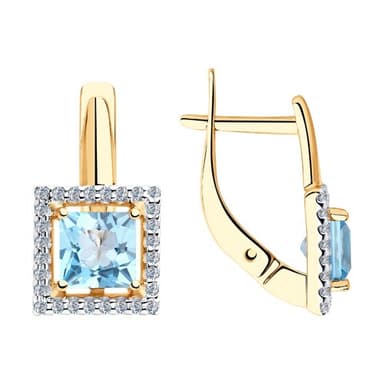 Серьги из золота 585 с топазами