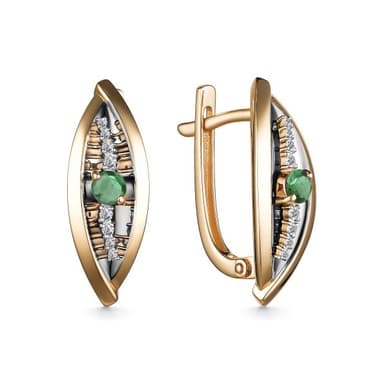 Серьги из золота 585 с изумрудами