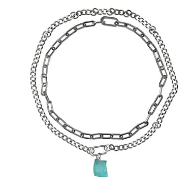 Колье из стали с кварцем