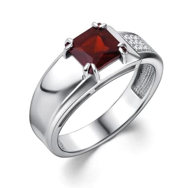 Кольцо из серебра 925 с гранатами