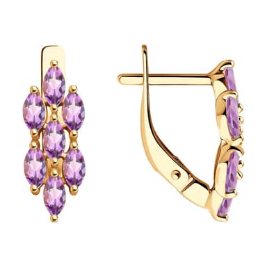 Серьги из Золота 585 с аметистами