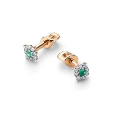 Серьги из золота 585 с изумрудами