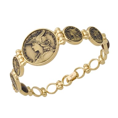 Браслет декоративный из бижутерного сплава с тигровым глазом