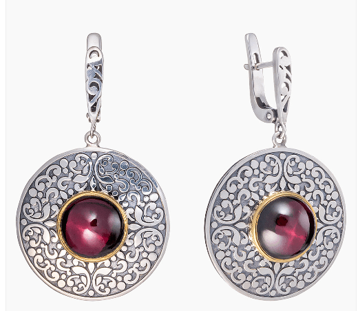 Серьги из серебра 925 с гранатом